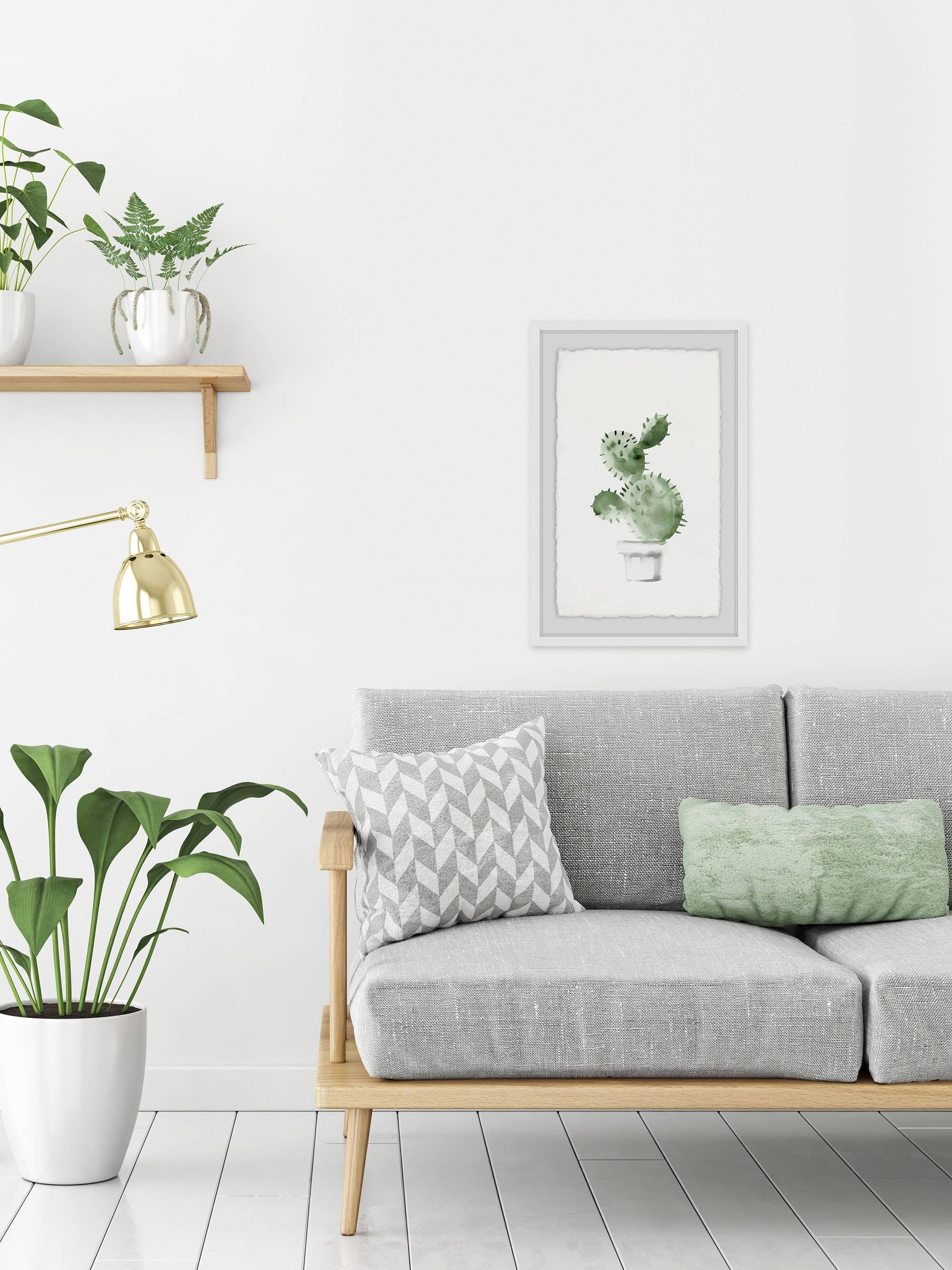 Spiky Succulent Framed Painting Art Print, 30.00" x 1.50"