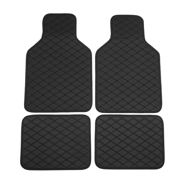 Kit de alfombrillas para coche, protección universal para alfombrillas para coche, camión, sedán, SUV, suelo delantero y trasero, impermeable, piel sintética, color negro