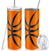 Football Basketball Soccer Gifts, Stainless Steel Water Tumbler for Boys, Girls, Teens, Players, Coaches, 20oz Sports Insulated Tumbler Cup with Lid Straw Gift Box (Basketball)