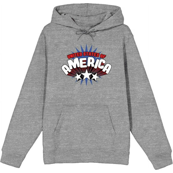 Americana United States Of Americana Heather Gray Adult Long Sleeve Hoodie-3XL