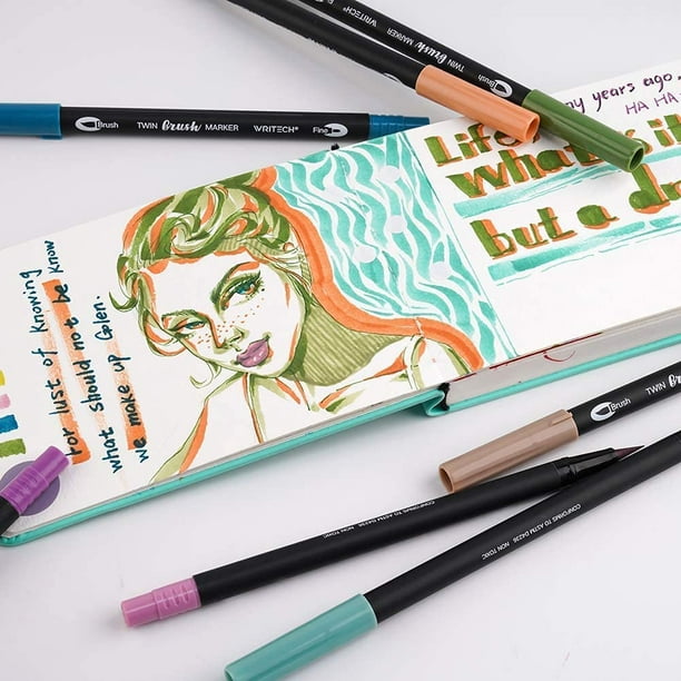 WRITECH Brush Tip Marker Pens: Artist Markers Flexible Tip Water