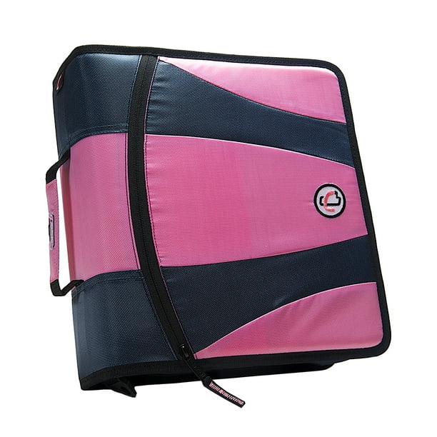 CaseIt, 4" Dual Zipper Binder, DRing, Pink, Dual301PK