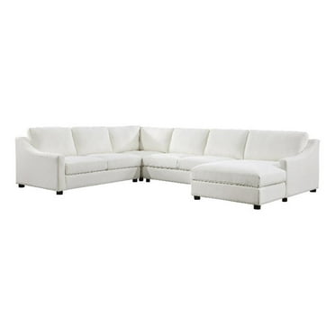 Lexicon Zayden 4-Piece Plywood and Fabric Sectional with Right Chaise in Ivory