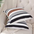 thumbnail image 4 of Paquete de 2 fundas de almohada de estilo rural para sofá, funda de cojín cuadrada decorativa de piel sintética para exteriores, funda de almohada con acento de rayas tribales, 18 x 18 I, 4 of 5