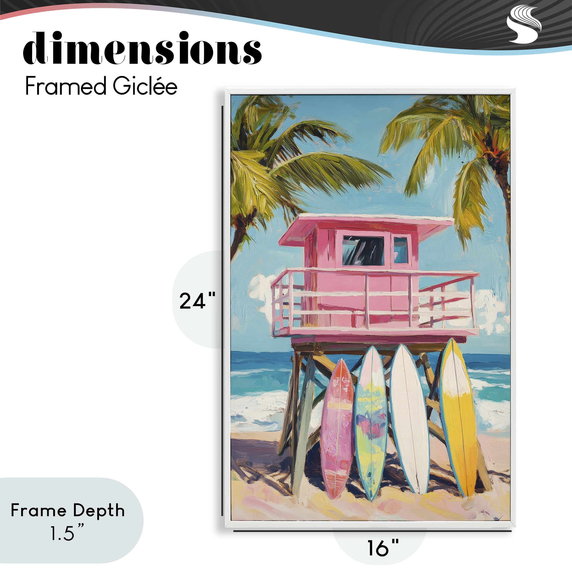 Stupell Industries High Pink Surf Shack White Framed Giclee Art, design by Petal Prints Design