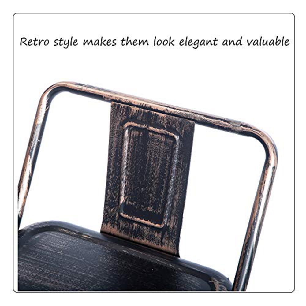 Kepooman 2 Pcs Metal High Bar Stools with with Low Backrest & Footrest, 16.5" L x 16.5" W x 32.5" H, Golden Black Kepooman 2 Pcs Metal High Bar Stools with with Low Backrest & Footrest, 16.5" L x 16.5" W x 32.5" H, Golden Black