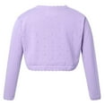 thumbnail image 2 of YUUMIN Girls Long Sleeve Knitted Cardigan Bolero Shrug Sweater Wedding Flower Girls Dress Cover Up Purple 120, 2 of 7