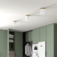 thumbnail image 2 of Henn&Hart 6" Modern Metal Semi Flush Mount with Drum Linen Shade in Gold, 2 of 3
