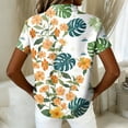 thumbnail image 5 of Women Hawaiian Aloha Luau Shirt Floral Tropic Print Short Sleeve Button Up Summer Party Tops Orange S, 5 of 5