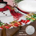 thumbnail image 3 of Pink Christmas Round Tablecloth, Fitted Table Cover with Elastic for 45"-54" Round Tables, Xmas Tree Ball Snowflake Winter Gifts Table Cloth Outdoor Indoor Dinning Party Waterproof Tablecloths, 3 of 7