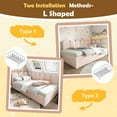 thumbnail image 5 of MODERNLUXE Twin Size Velvet Upholstered Daybed with Trundle,L-Shaped Corner Bed Single Sofa Bed with Pull Out Bed and Metal Slat Support,Pink, 5 of 10