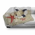 thumbnail image 2 of Coastal Soft Flannel Fleece Throw Blanket, and Shells Starfishes at Sandy Beach Coast Seaside Transport, Cozy Plush for Indoor and Outdoor Use, 50" x 70", Navy Blue Eggshell Red, by Ambesonne, 2 of 5