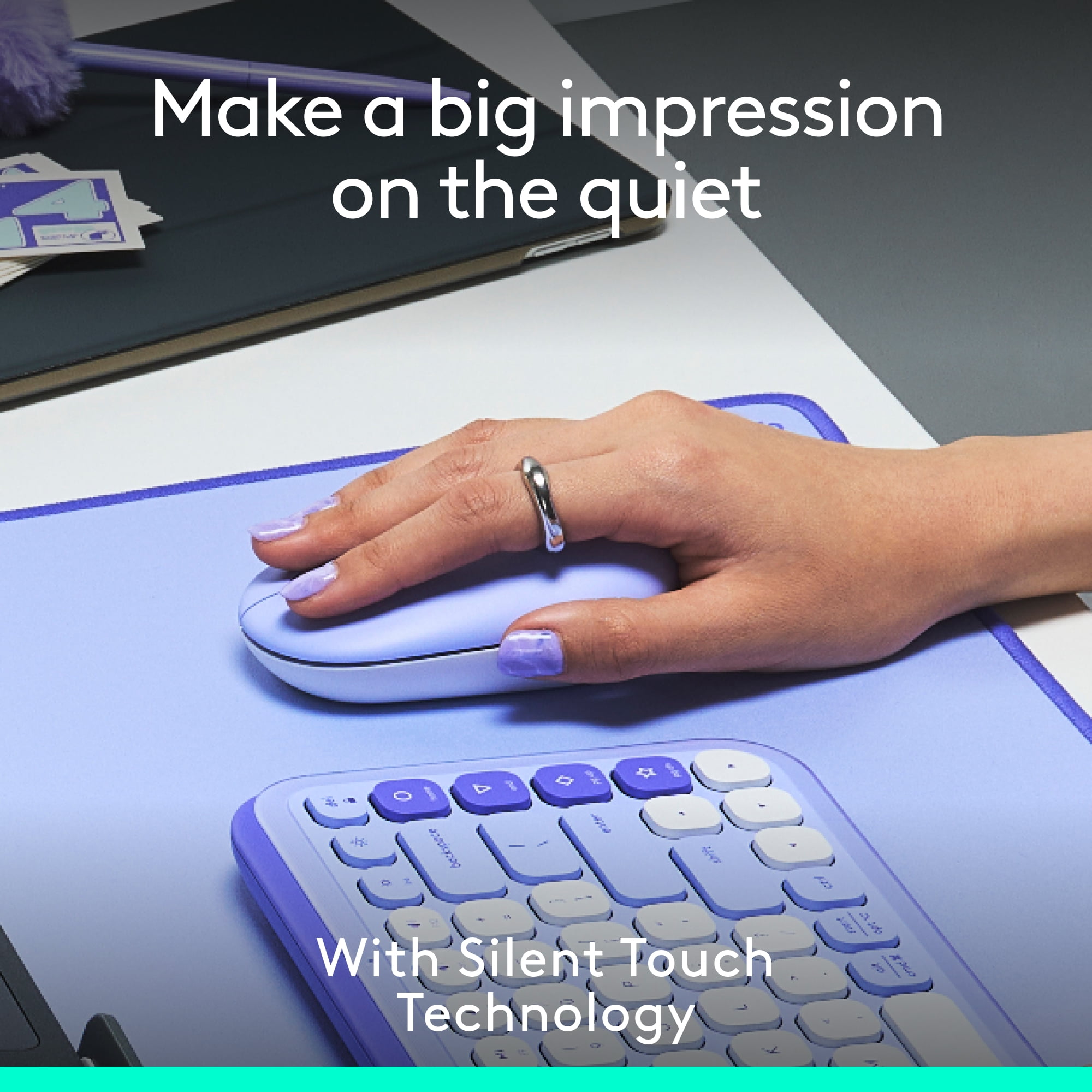 Logitech POP Mouse, Wireless, Customizable Emoji, SilentTouch Technology, Precision/Speed Scroll, Multi-Device, Lilac