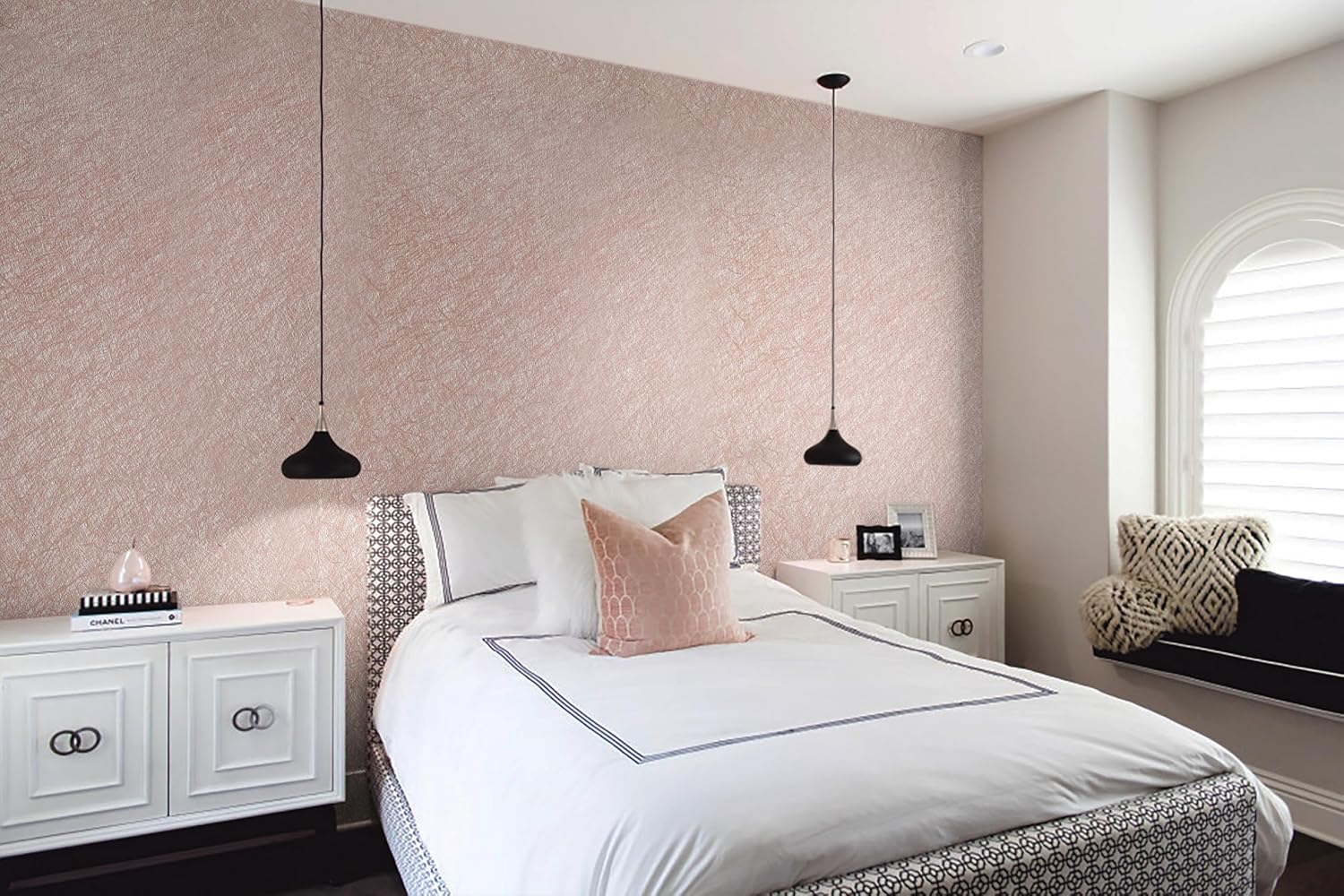 Pink Silk Peel and Stick Wallpaper Textured Contact Paper Self Adhesive Removable Thicken Wall Paper for Bedroom Walls Cabinet Decoration Vinyl Rolls 17.3"X118"