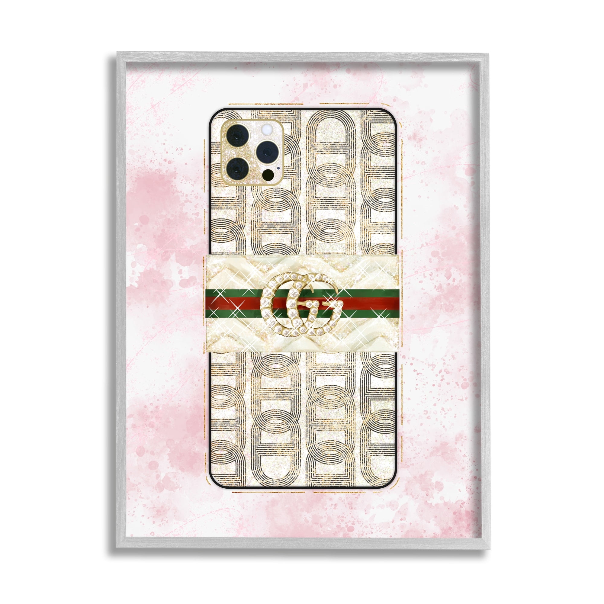 Stupell Indtries Fashion Glam Cellphone Still Life Pink Splatter Pattern,24 x 30,Design by Ziwei Li