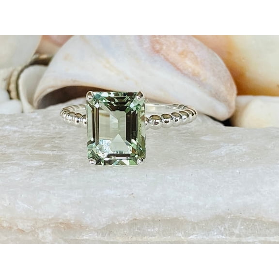 Emerald Cut Prasiolite Ring, Large Prasiolite Ring, Emerald Cut Green Amethyst Ring, Emerald Cut Prasiolite Ring, Statement Ring
