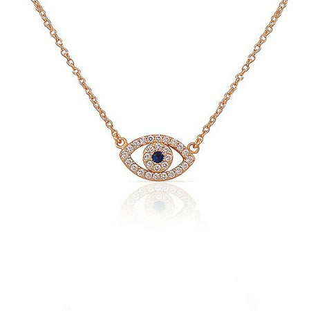 925 Sterling Silver Evil Eye White Blue CZ Pendant (Best Evil Eye Jewelry)