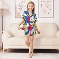 thumbnail image 6 of FORMRS Kids Short Sleeve Top and Pants Pajama Set Unisex Satin 2-Piece Sleepwear, Sizes 5-6Y, Yelllow Simple Shapes, 6 of 8