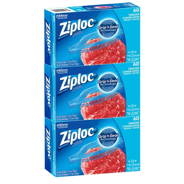 Ziploc Medium Quart Size (17.7cm × 18.8cm) Freezer Storage Bags