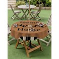thumbnail image 5 of Outdoor Tablecloth with Umbrella Hole Zipper Brown Sweet Home Round Tablecloth 60" Waterproof Outside Table Cloth Modern Art Black Beige Checkered Patio Table Cover Tablecloths for Picnic Party, 5 of 8