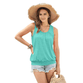 thumbnail image 3 of Camiseta de Tirantes Holgada de Verano para Mujer, con Cuello Redondo, Plisada y Sin Mangas, Informal, Color Azul Lago, Talla L, 3 of 8