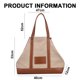 thumbnail image 2 of Bolso grande de lona para mujer, bolso de hombro informal con cremallera y bolsillo para viajes, playa, trabajo, compras, 2 of 5