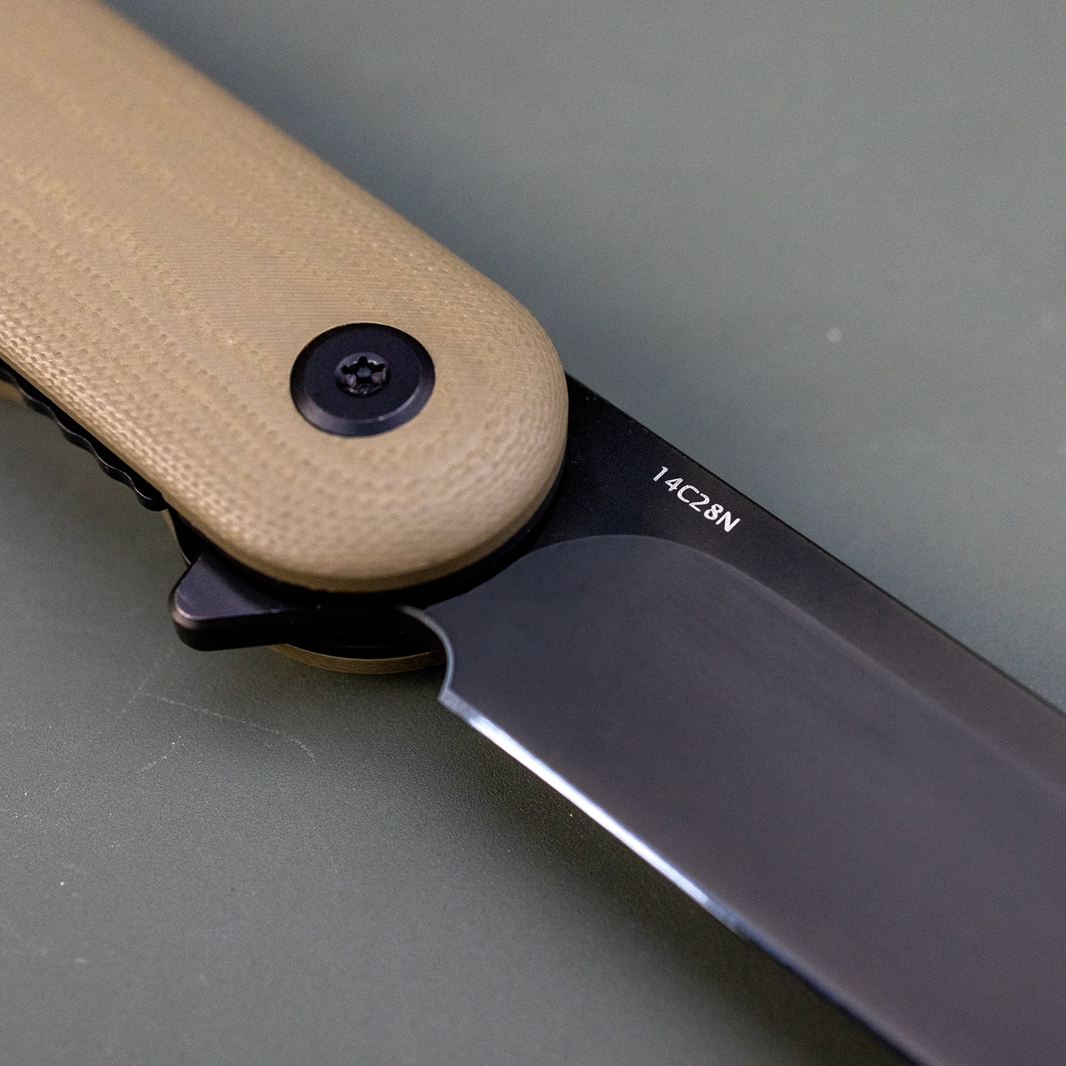 Swiss Tech Gerundet M2 Folding Knife, 14C28N Steel Tanto Blade, Fde G-10 Handle, EDC Pocket Knife with Reversible Pocket Clip