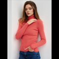 thumbnail image 4 of Suéteres Acanalados para Mujer, Lindos Suéteres de Punto de Cuello Alto, Ajustados y Cálidos Sandía un Tamaño, 4 of 8
