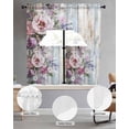 thumbnail image 3 of Spring Floral Kitchen Curtains Sets 24 Inch Length with Valance, Wildflower Pastoral Leaves Wooden Grain Swag Valances and Tiers Curtain Set Drapes Swag Curtains for Living Room, Bathroom, Bedroom, 3 of 6