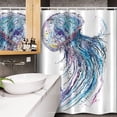 thumbnail image 3 of Jellyfish Stall Shower Curtain, Aqua Colors Art Ocean Animal Print Sketch Style Creative Sea Marine Theme, Fabric Bathroom Set with Hooks, 54W X 78L Inches, Blue Purple White, by Ambesonne, 3 of 4