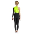 thumbnail image 2 of vastwit Kids Girls Gymnastics Ballet Dance Jumpsuit Shiny Rhinestone One Shoulder Ice Skating Bodysuit Fluorescent Yellow 12, 2 of 7