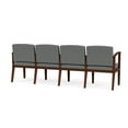 thumbnail image 3 of Amherst Wood Reception Waiting 4-Seat Chair / Walnut Wood / Light Gray, 3 of 5