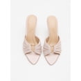 thumbnail image 3 of On feet & in love Women's Satin Pointed Toe Stiletto Mules - Ruched Slip-On Dress Heels with Gold-Tone Hardware, 3 of 8