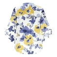 thumbnail image 6 of Women's Dressy Chiffon Blouse: Boho Floral Print 3/4 Petal Sleeve V-Neck Top - Business Casual Ruffled Office Shirt Spring Fall Workwear, 6 of 7