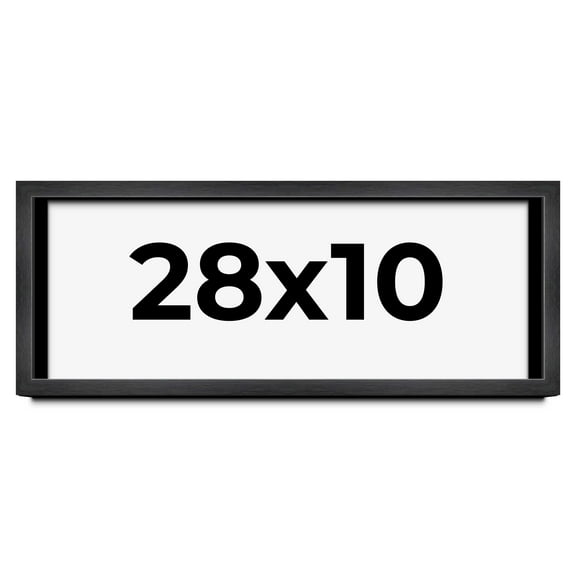 28x10 Shadow Box Frame Grey Charcoal Black | 0.875 Inches Deep | Wood Shadowbox Display Frame | UV