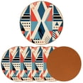 thumbnail image 2 of Geometric Cube Set of 6 Cool Round Microfiber Leather Coasters, 11x11 cm/4.3x4.3 in, Stylish Drink Mats for Home and Office Decor, 2 of 6