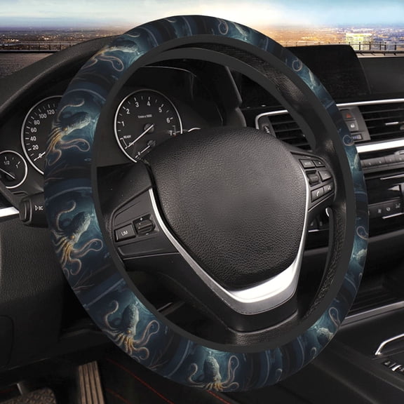 Steering Wheel Cover Anti-Slip Elastic Car Protective Universal 15 Inch Fit for Vehicles Auto SUVs , Octopus Kraken Monster Vintage Cool
