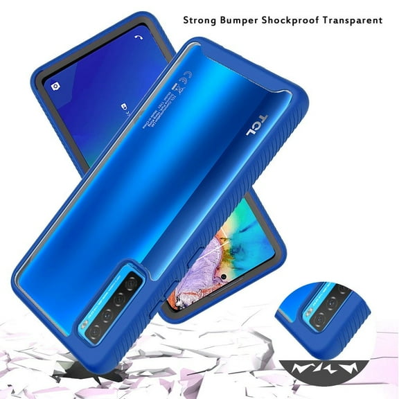 Case for TCL 20S Clear Dual Layer Rugged Bumper Frame Heavy Duty Hybrid Shockproof Rubber TPU Full Body Defender Phone Cover for T-Mobile TCL 20s by Xpm - Blue