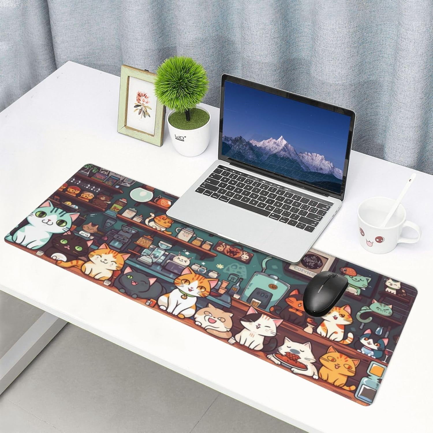 Mouse Pad, Large Japanese Desk Mat, XL Anime Gaming Keyboard Mat, Non-Slip Rubber Base, Big Extended Desk Protector for Home Office, 31.5”x11.8”