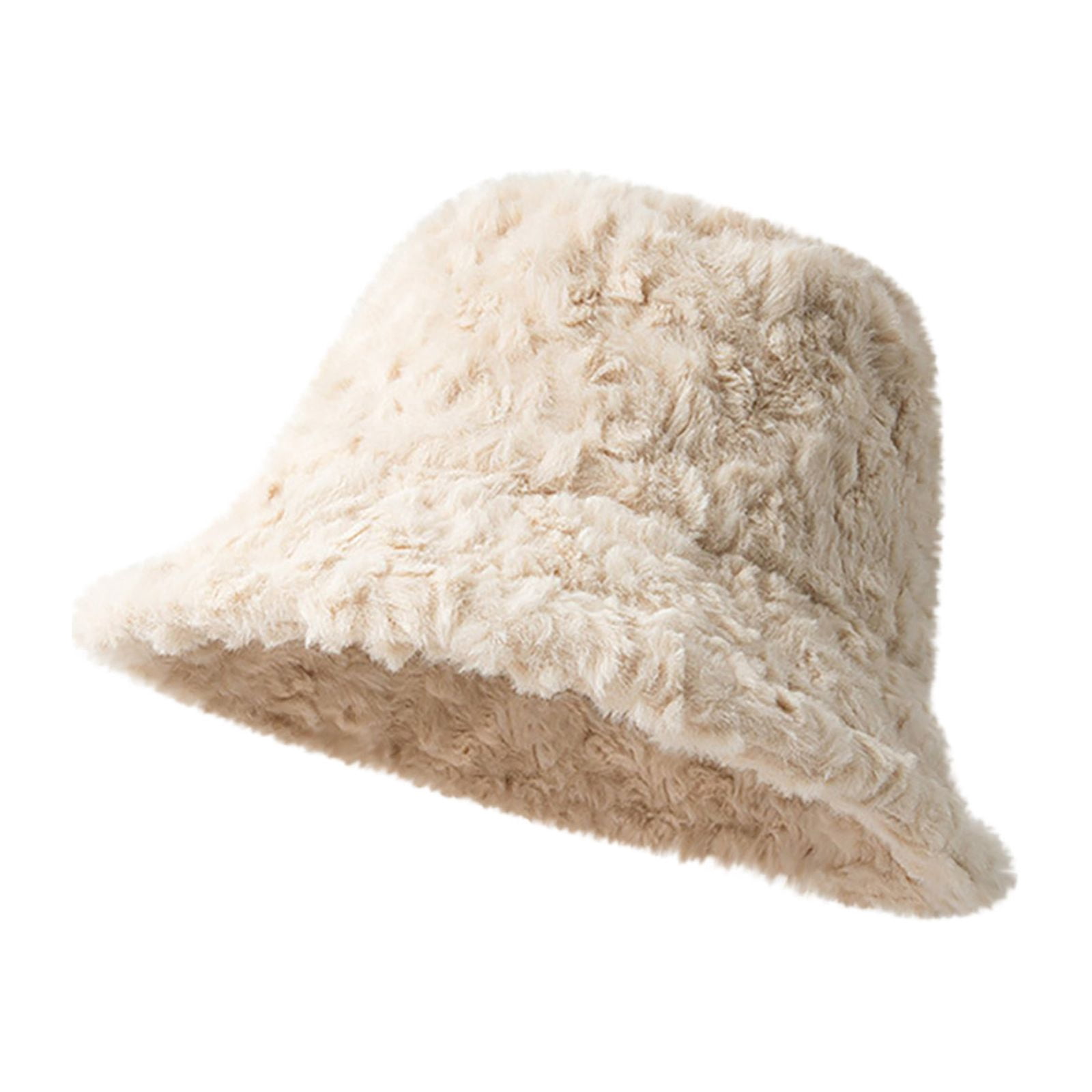 APEXFWDT Womens Bucket Hat, Fuzzy Furry Winter Warm 