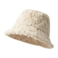 thumbnail image 3 of Luxalzxs Winter Warm Bucket Hat Faux Fur Fluffy Fisherman Cap for Women Solid Color Thickened Basin Hat, 3 of 4