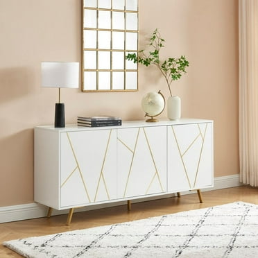 63'' W Wood Buffets and Sideboards Storage Cabinet White