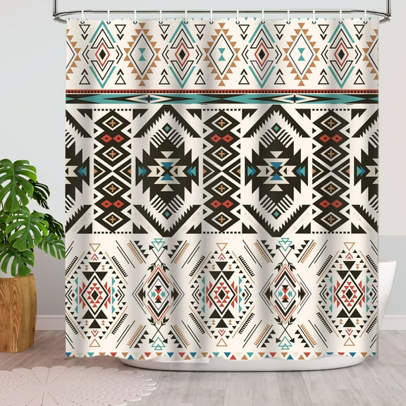 Aztec Shower Curtain, Western Aztec Bathroom Decor Southwest Tribes Boho Shower Curtains for the Bathroom Vintage Geometric Pattern Waterproof Fabric 69x70inch
