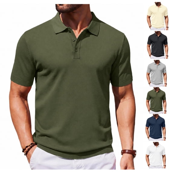 Polo Shirts for Men Short Sleeve Dry Fit Performance Golf Polos 3 Buttons Casual Notch Collared Shirt Men