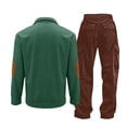 thumbnail image 3 of Dovford Corduroy Shirt and Pants Set for Men Long Sleeve Sweatshirt Stand Collar Loose Fit Pullover with Trousers for Men, 3 of 6