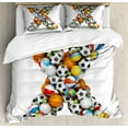 thumbnail image 1 of Letter X Queen Size Duvet Cover Set, Different Type of Balls Sporting Goods ABC Design Kids Boys Alphabet Initials, Decorative 3 Piece Bedding Set with 2 Pillow Shams, Multicolor, by Ambesonne, 1 of 3