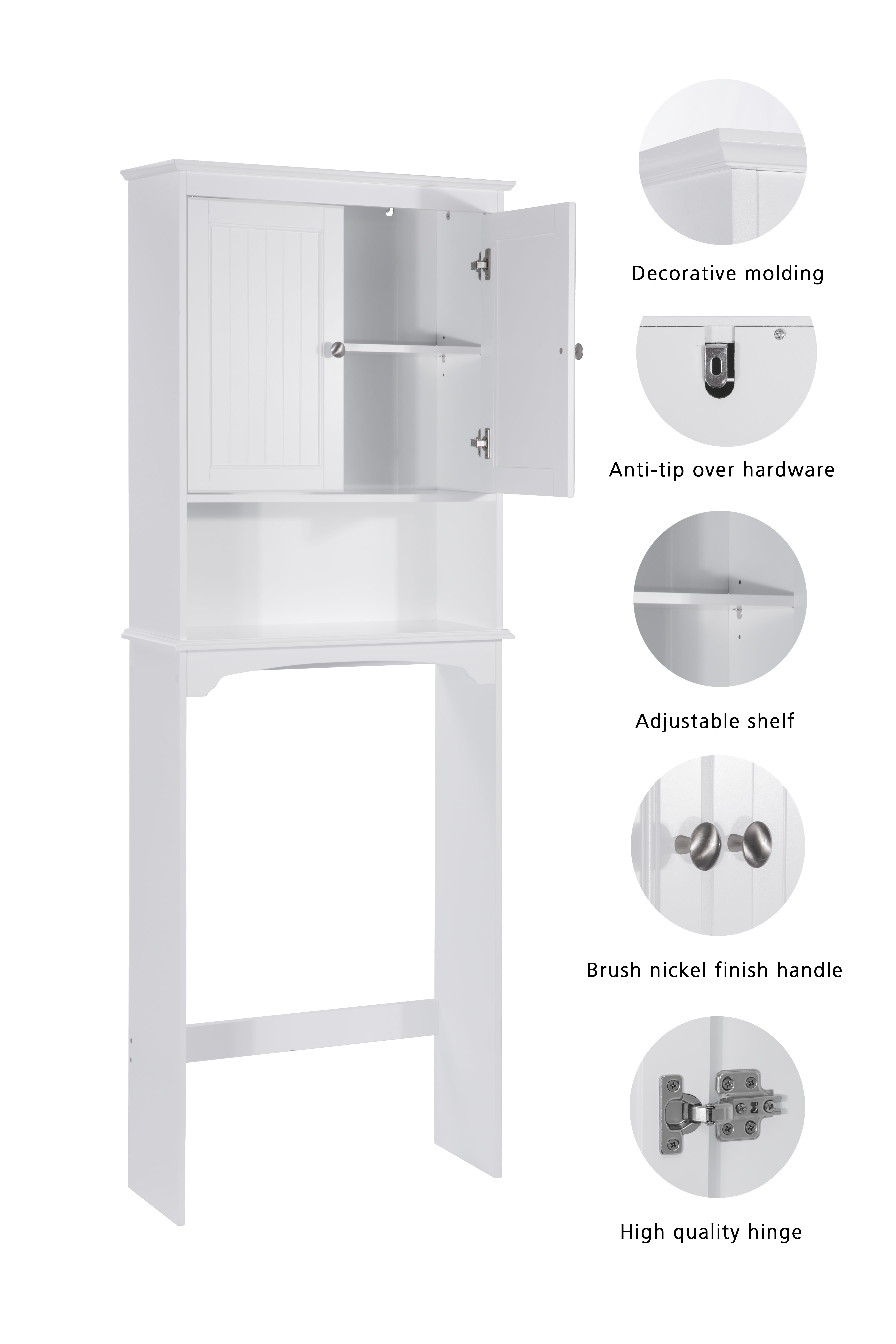 Spirich-Bathroom Wall Spacesaver Storage Cabinet Over The Toilet with Door  , Wooden, White - On Sale - Bed Bath & Beyond - 32620437