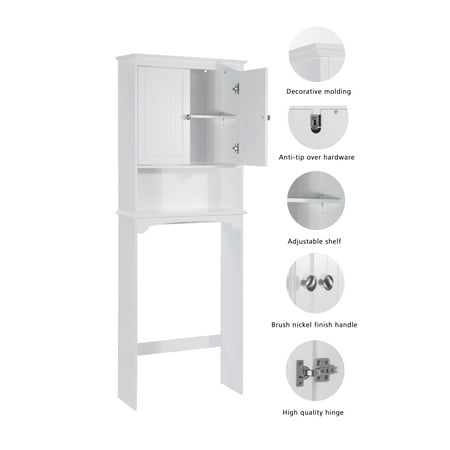 Spirich Home Bathroom Shelf Over-The-Toilet, Bathroom SpaceSaver, Bathroom Storage Cabinet Organizer, White
