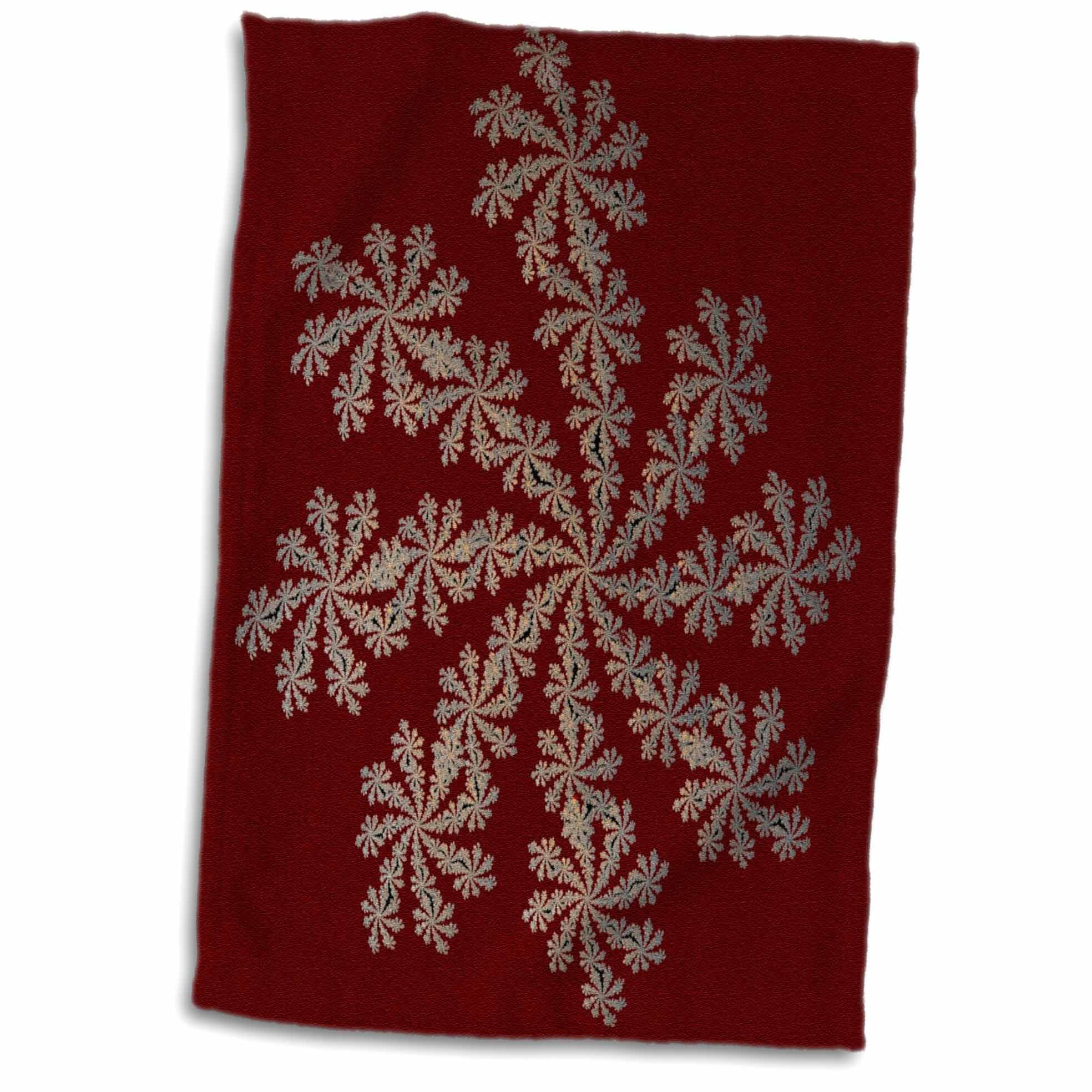 3dRose Pretty White Snowflakes Against A Red Graph Background Towel 15 x 22 