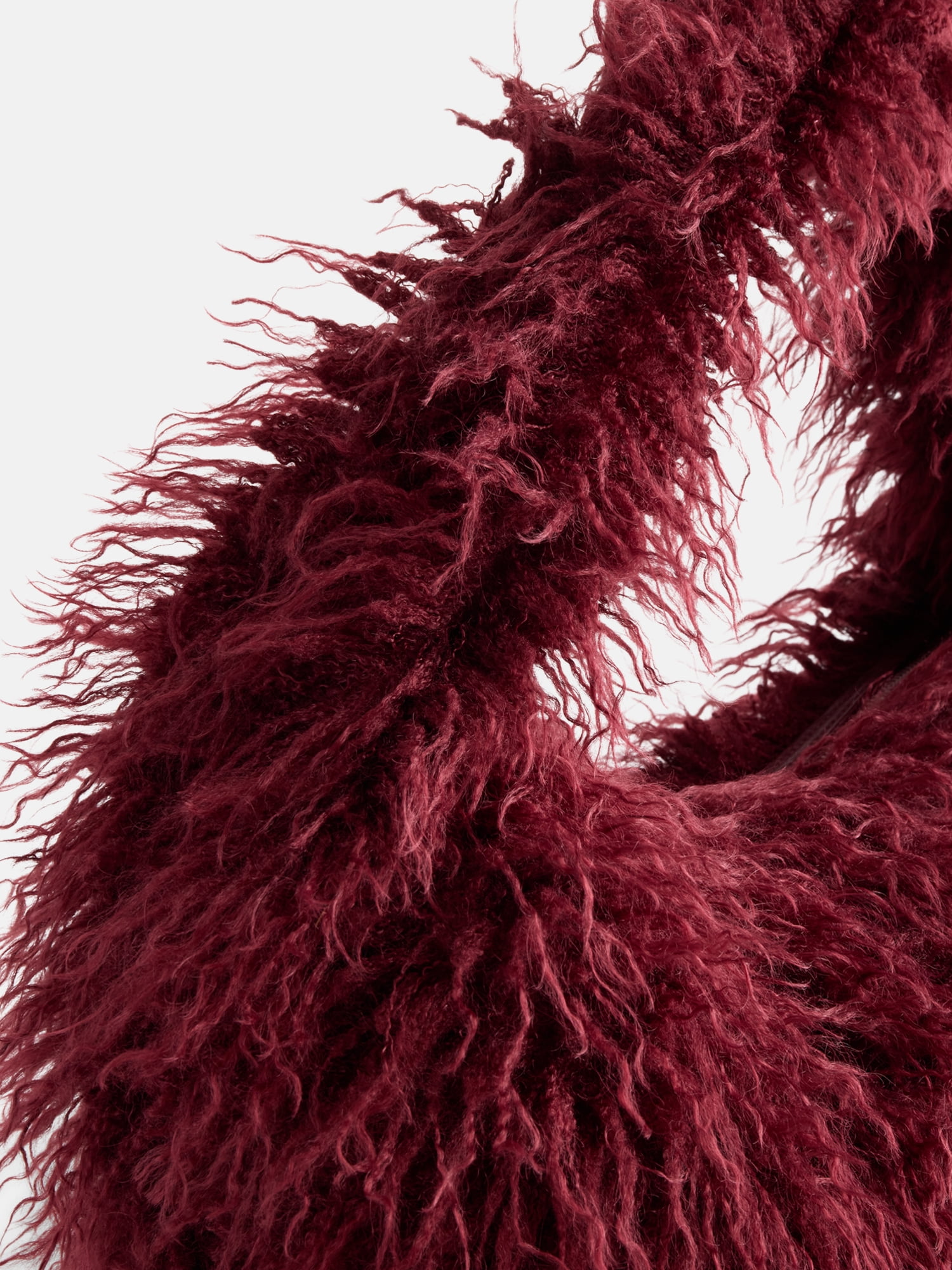 No Boundaries Women's Faux Fur Hobo Bag, Rich Red
